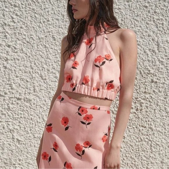 Pink Linen Floral 2-piece Set XS - Picture 2 of 12